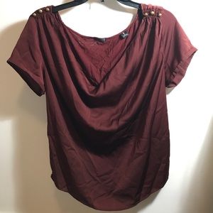 Maison Scotch Cowl Neck Short-Sleeve Blouse